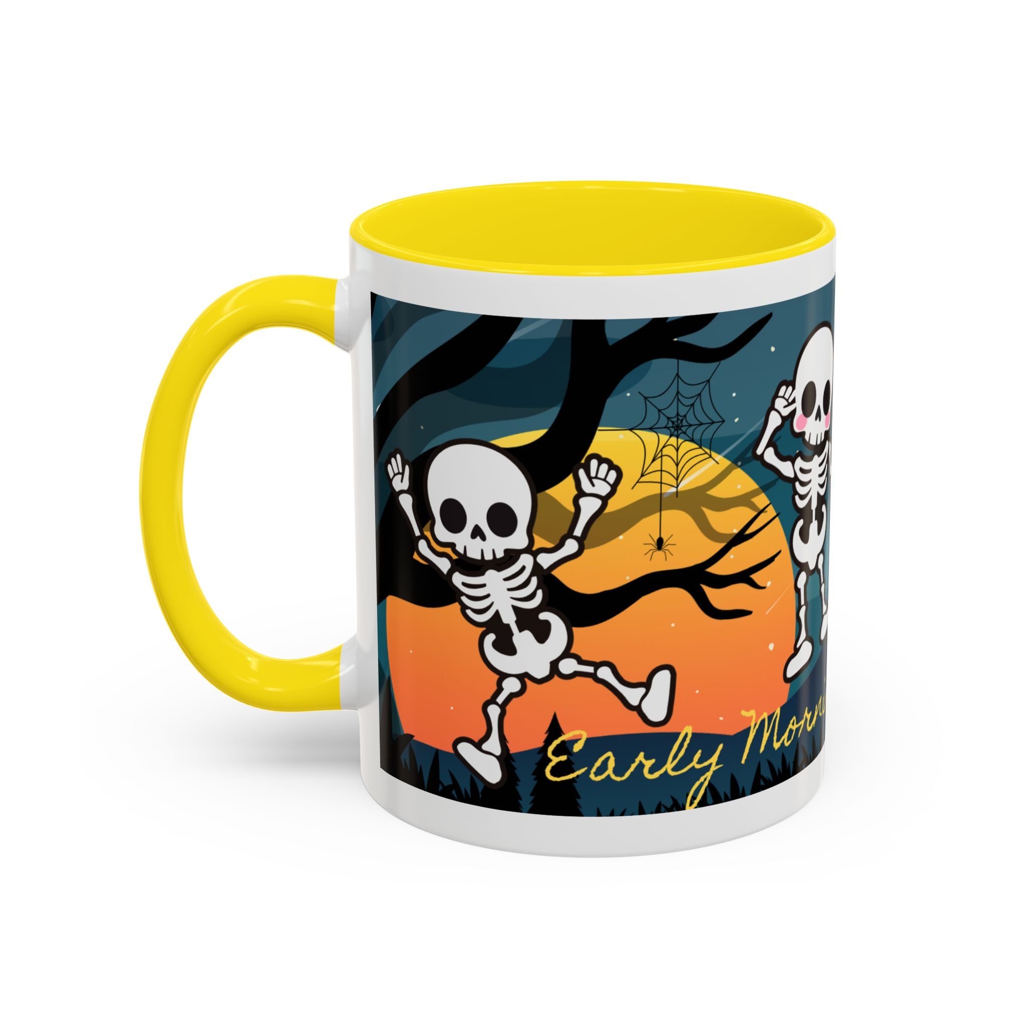 Skeleton Coffee Mug: Spooky Morning Brew Crew, Halloween Gift, Ceramic Cup, Fun Skeleton Design, Unique Coffee Lover Mug