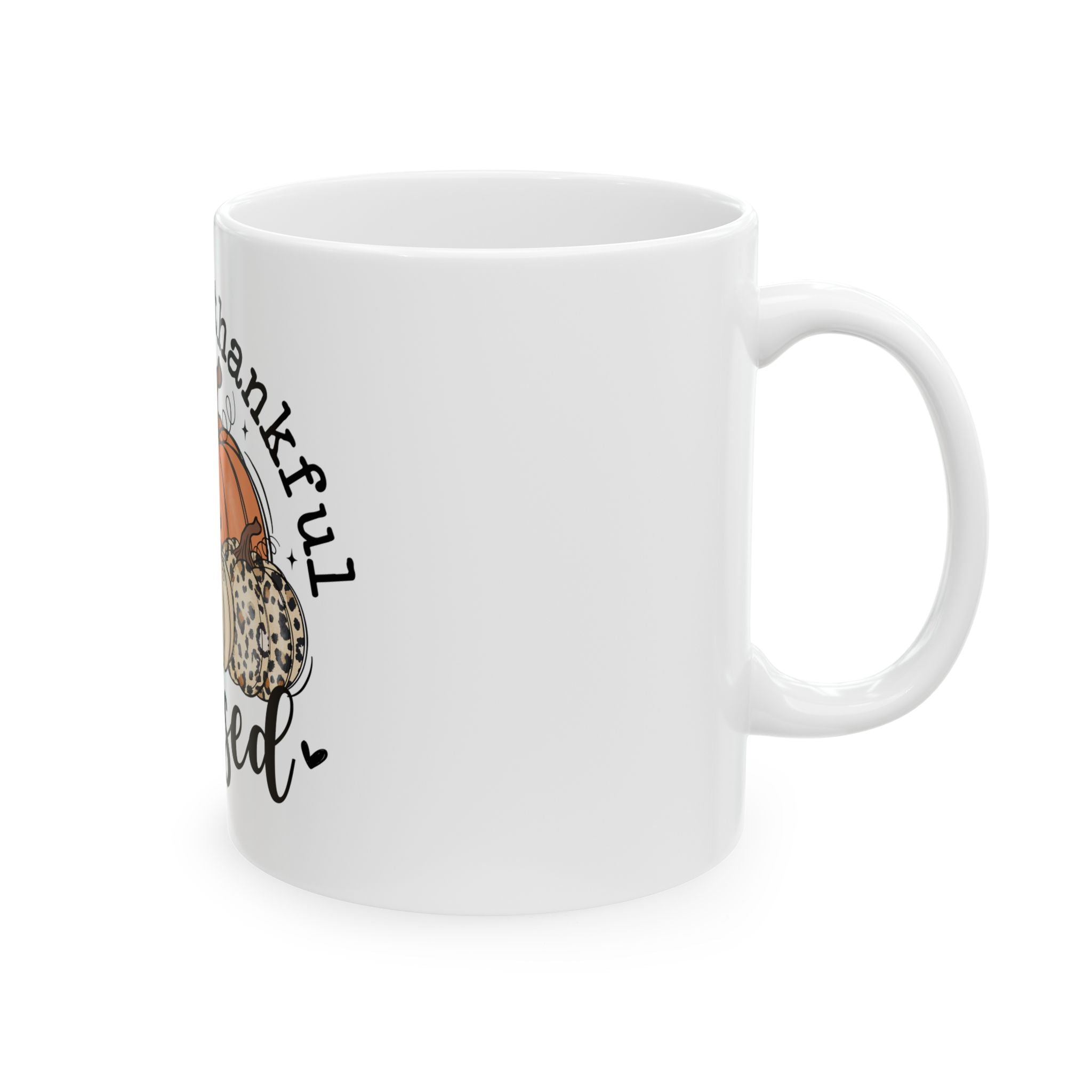 Thankful Pumpkin Ceramic Mug - Grateful, Blessed Coffee Cup, Fall Decor, Autumn Gift, Thanksgiving Mug