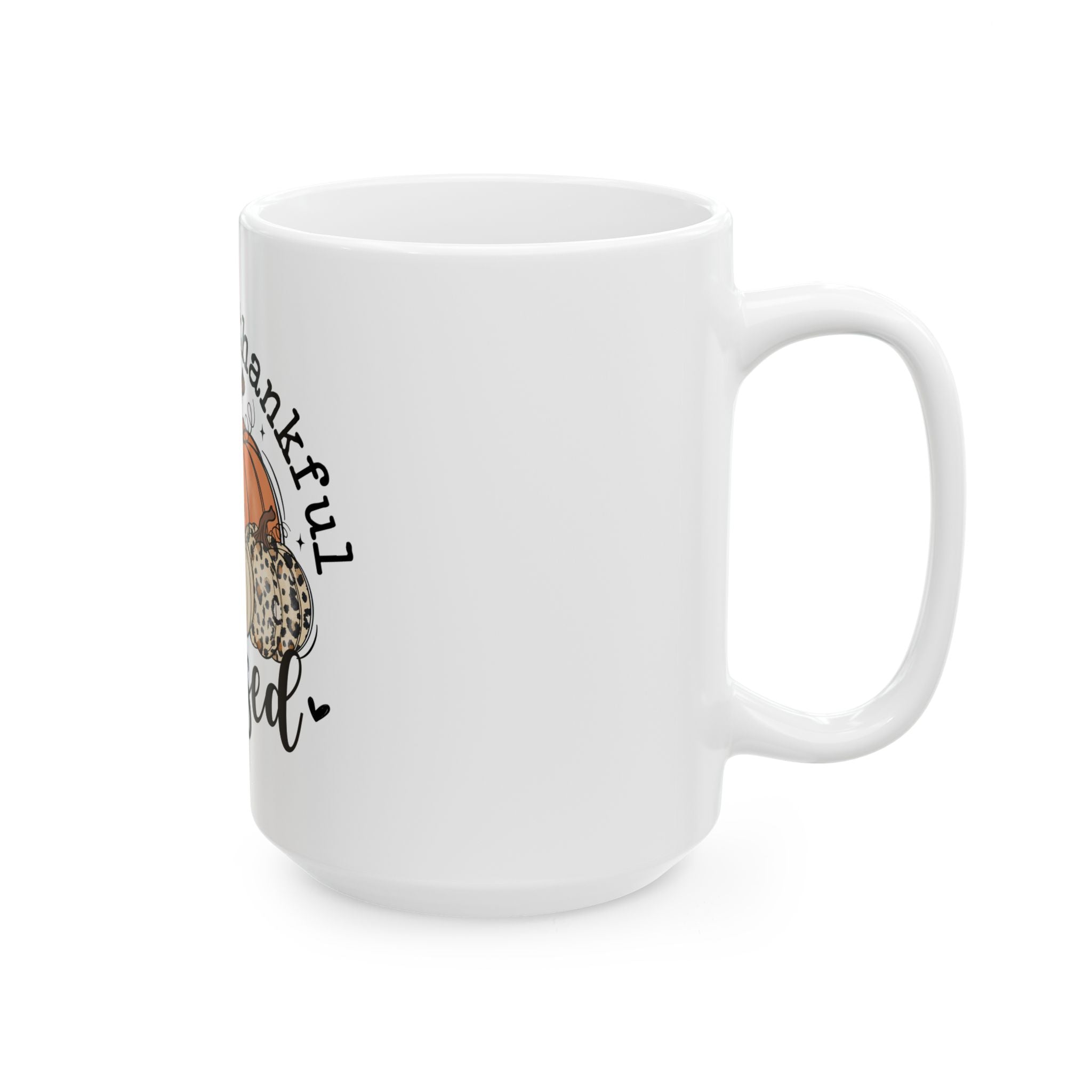 Thankful Pumpkin Ceramic Mug - Grateful, Blessed Coffee Cup, Fall Decor, Autumn Gift, Thanksgiving Mug