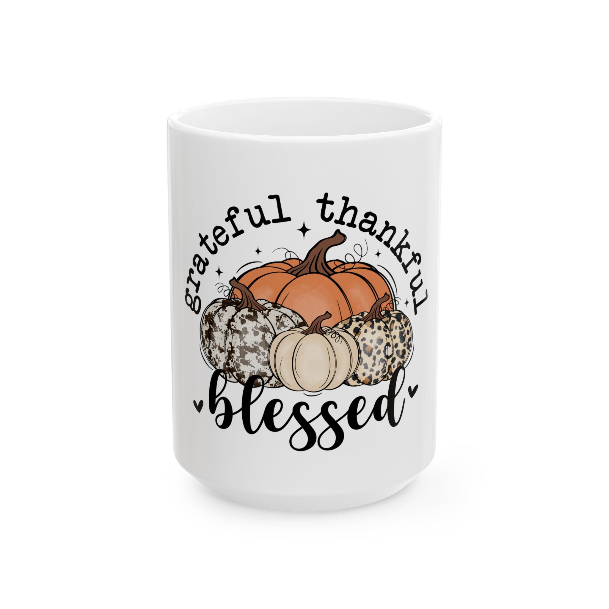 Thankful Pumpkin Ceramic Mug - Grateful, Blessed Coffee Cup, Fall Decor, Autumn Gift, Thanksgiving Mug