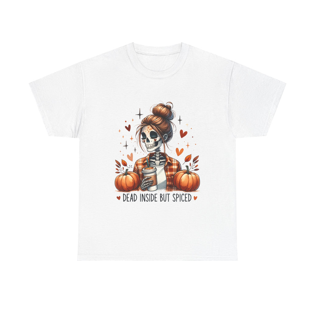 Fall Vibes Unisex Tee: Dead Inside But Spiced, Halloween Shirt, Autumn Fashion, Cozy Gift, Casual Tee, Seasonal Apparel
