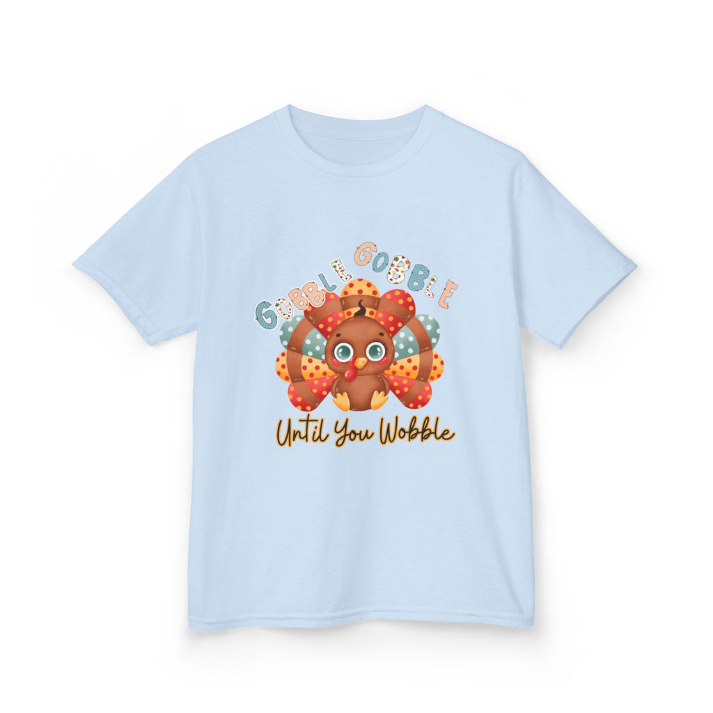 Thanksgiving Kids Tee - 'Gobble Gobble Until You Wobble' Design