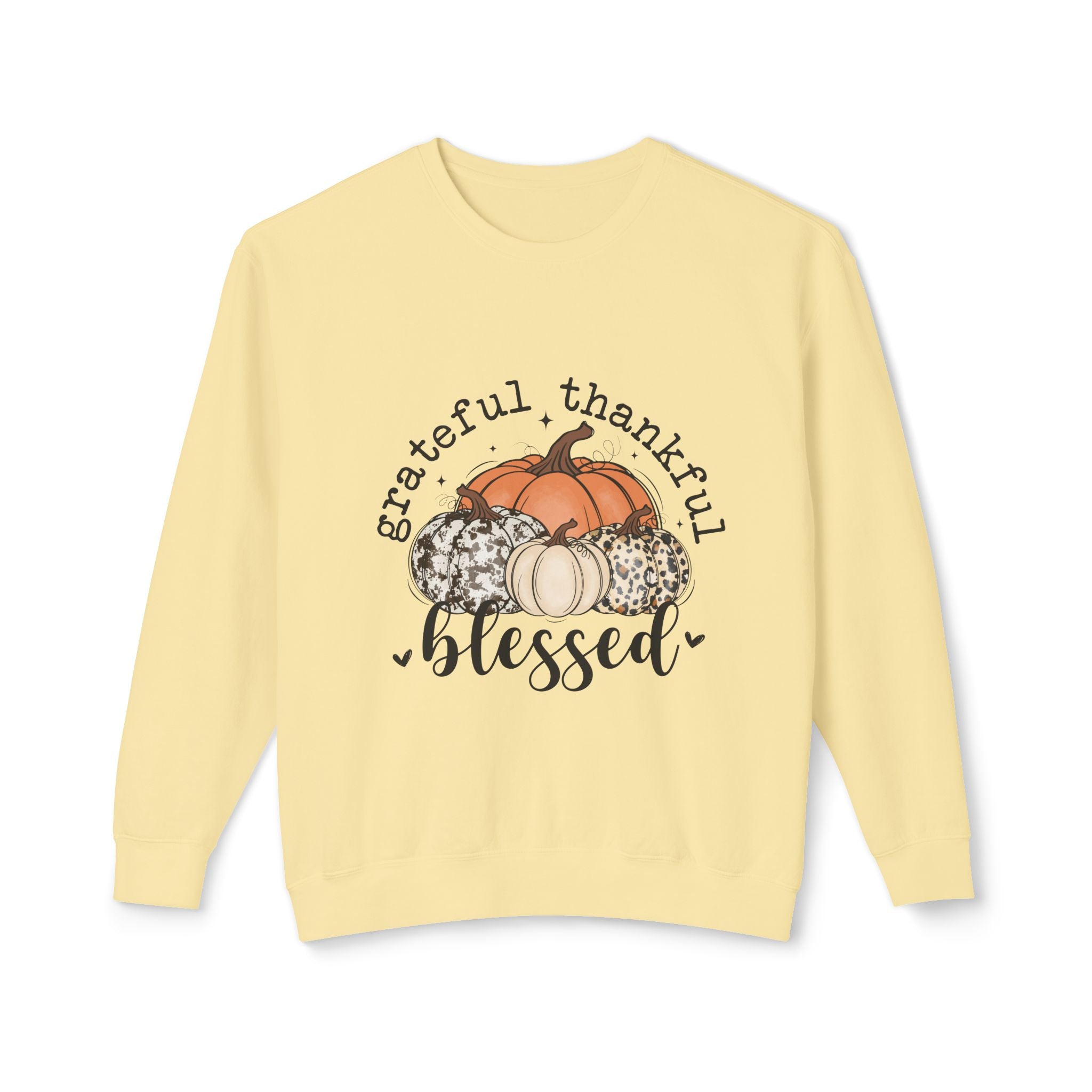 Grateful Thankful Blessed Crewneck Sweatshirt - Cozy Fall Apparel, Thanksgiving Gift, Casual Wear