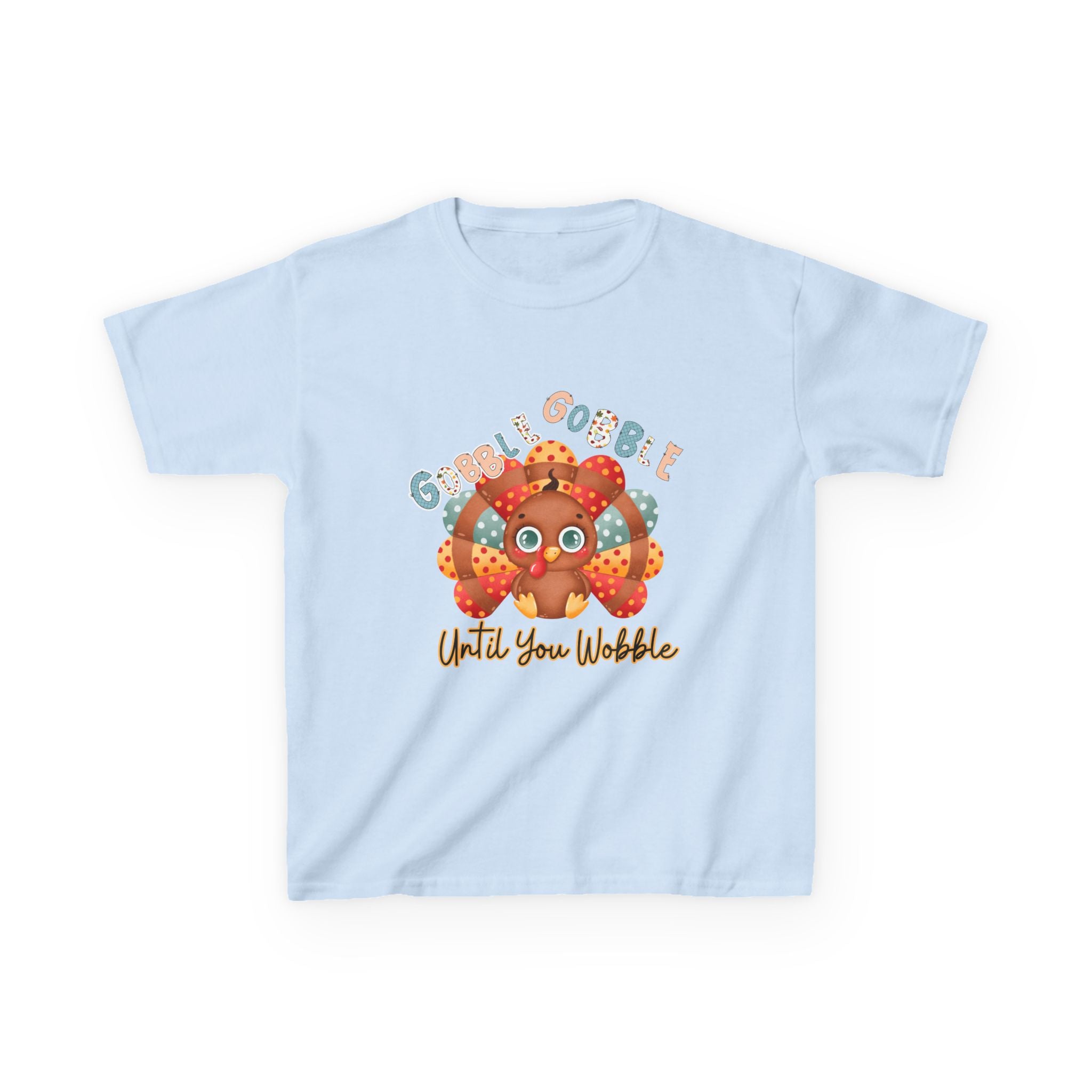 Thanksgiving Kids Tee - 'Gobble Gobble Until You Wobble' Design