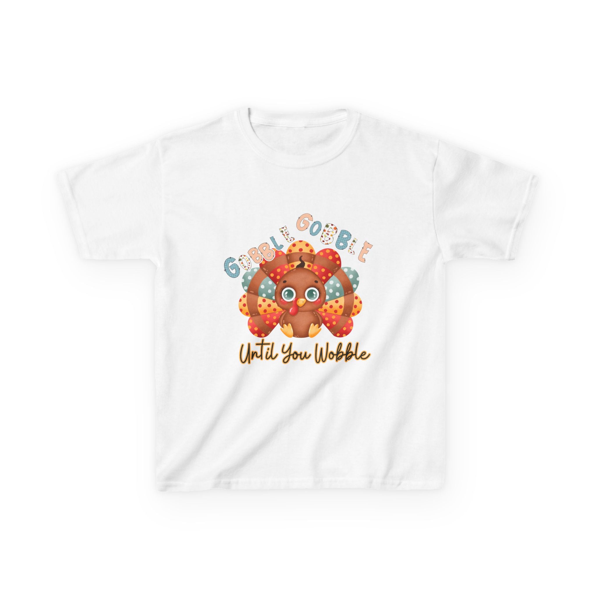 Thanksgiving Kids Tee - 'Gobble Gobble Until You Wobble' Design