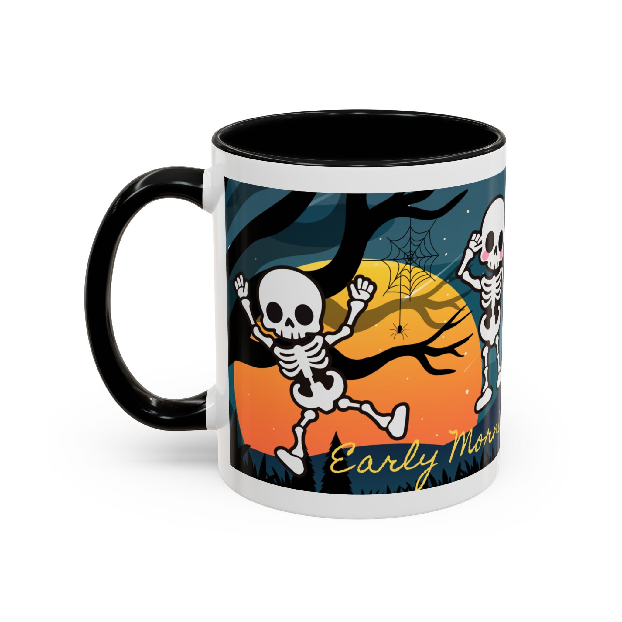 Skeleton Coffee Mug: Spooky Morning Brew Crew, Halloween Gift, Ceramic Cup, Fun Skeleton Design, Unique Coffee Lover Mug