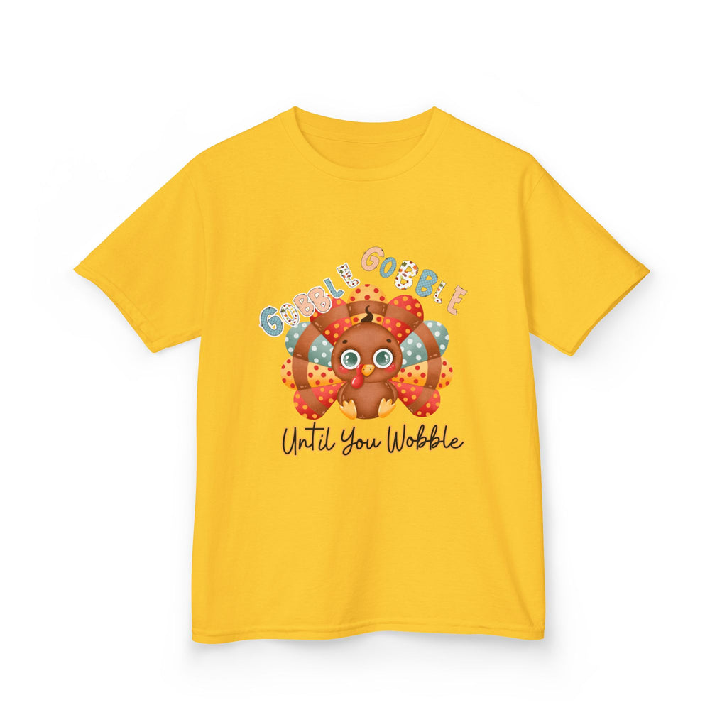 Thanksgiving Kids Tee - 'Gobble Gobble Until You Wobble' Design