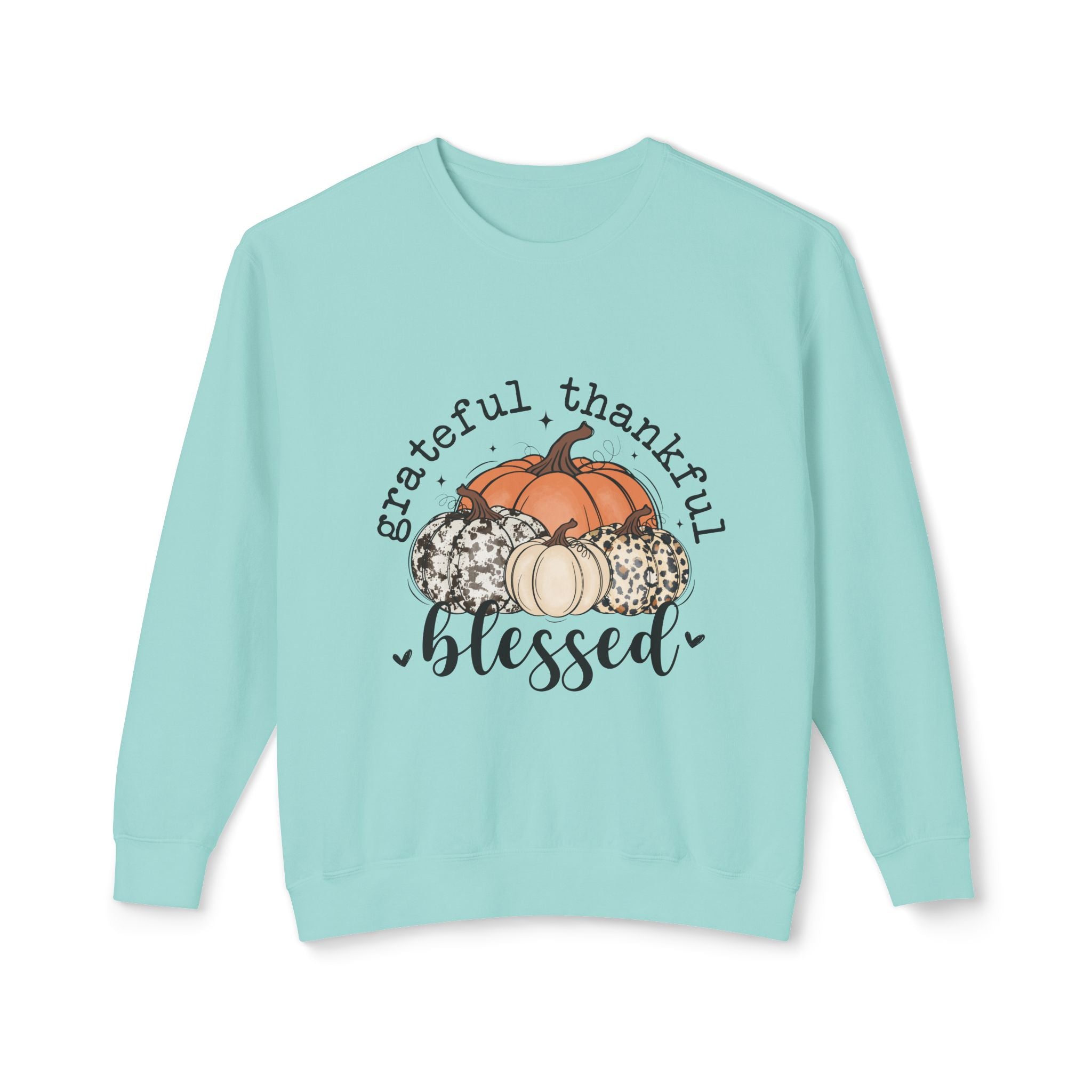 Grateful Thankful Blessed Crewneck Sweatshirt - Cozy Fall Apparel, Thanksgiving Gift, Casual Wear