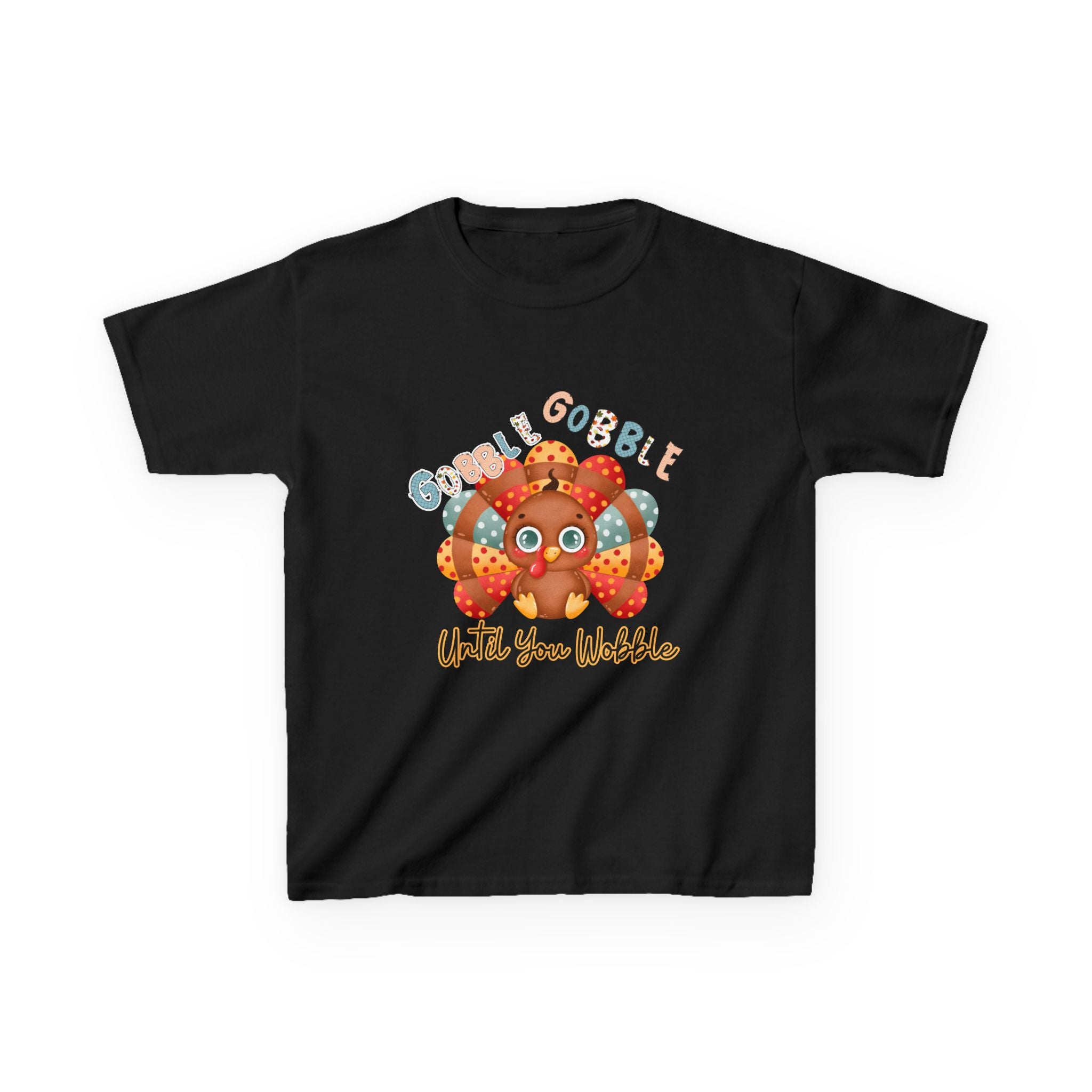 Thanksgiving Kids Tee - 'Gobble Gobble Until You Wobble' Design