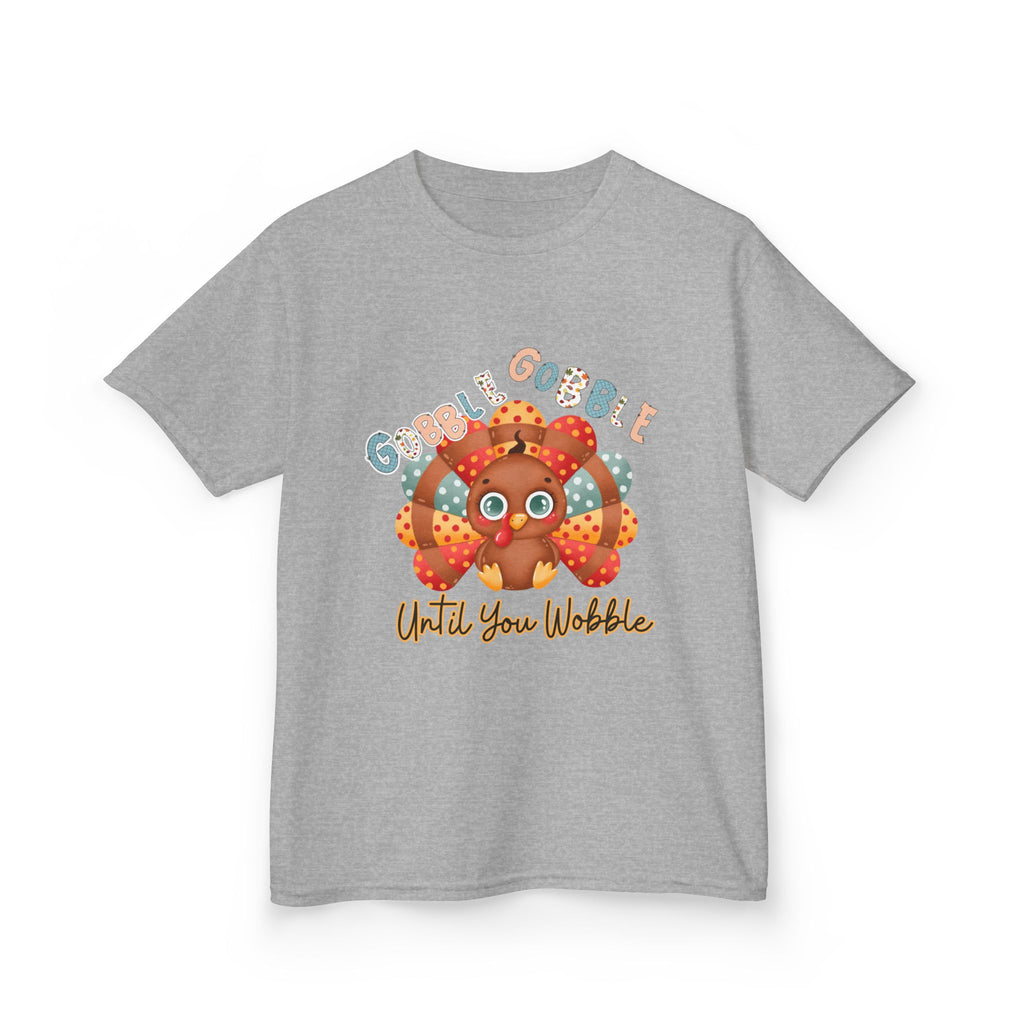 Thanksgiving Kids Tee - 'Gobble Gobble Until You Wobble' Design