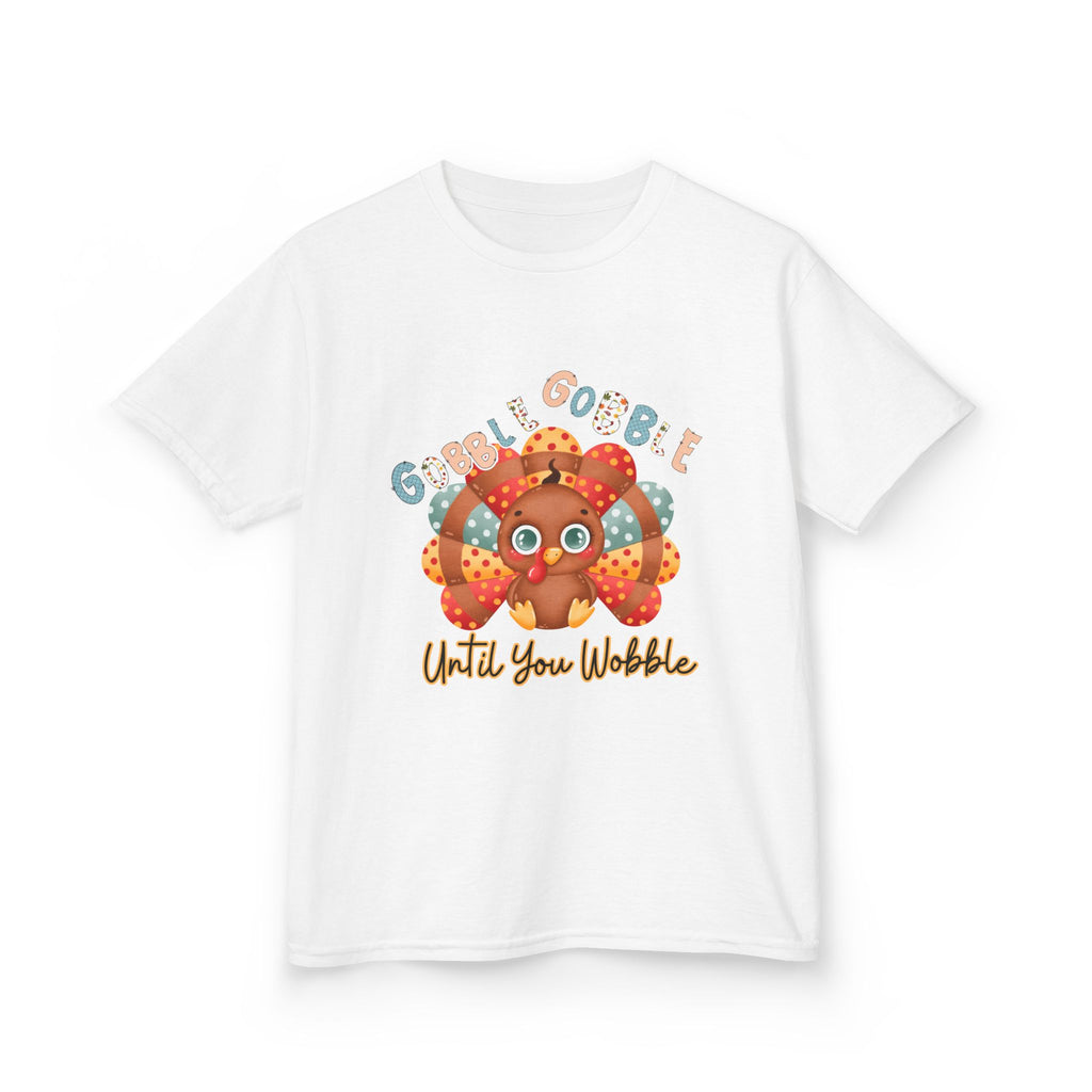 Thanksgiving Kids Tee - 'Gobble Gobble Until You Wobble' Design