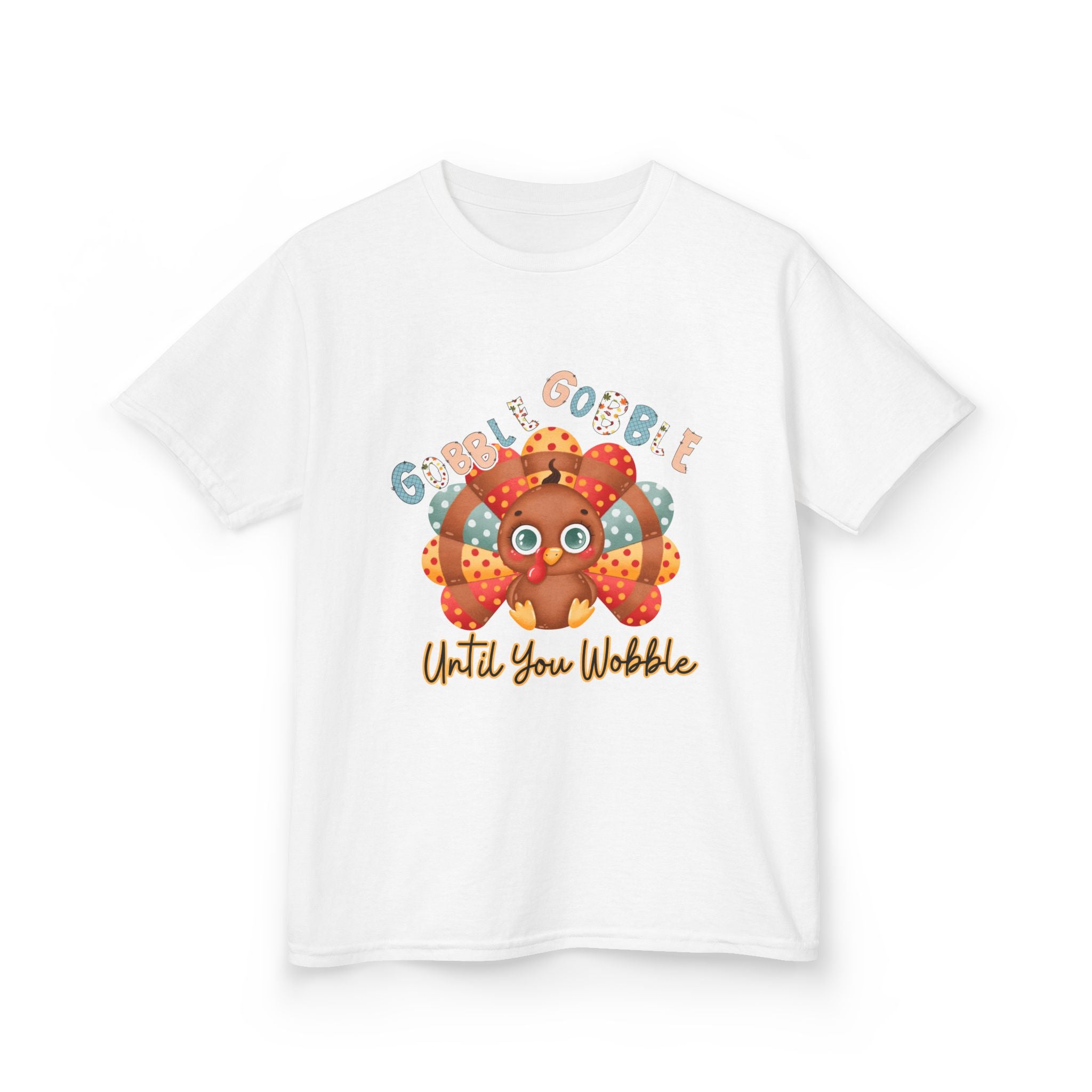 Thanksgiving Kids Tee - 'Gobble Gobble Until You Wobble' Design